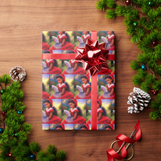 African American Christmas Red Ridinghood Girl Presentpapper