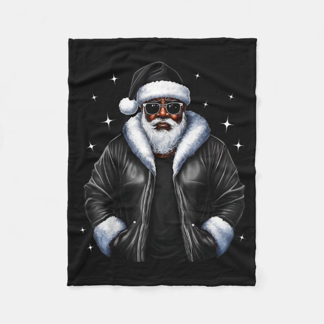 African American Christmas Xmas Afro Santa Claus  Fleecefilt (Framsidan)