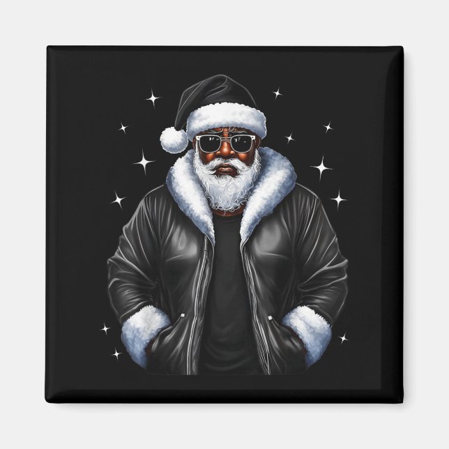 African American Christmas Xmas Afro Santa Claus  Magnet (Framsidan)