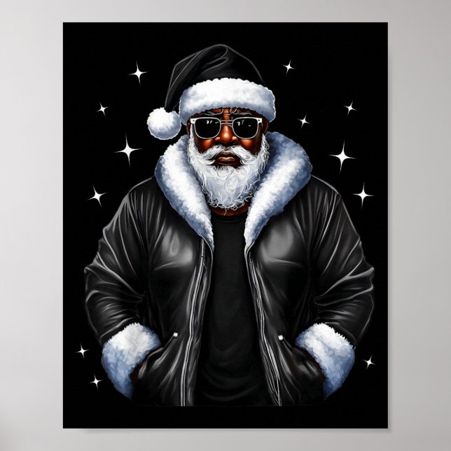 African American Christmas Xmas Afro Santa Claus  Poster (Framsidan)