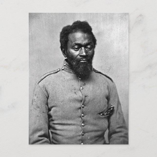 African American Civil Krig Soldier, 1861 Vykort (Framsida)