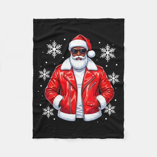 African American Cool Santa Claus Christmas Pajama Fleecefilt (Framsidan)