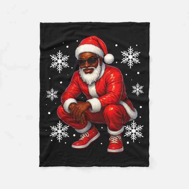 African American Cool Santa Claus Christmas Pajama Fleecefilt (Framsidan)