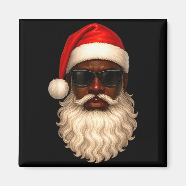 African American Cool Santa Claus Christmas Pajama Magnet (Framsidan)