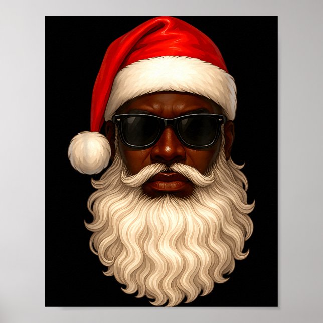 African American Cool Santa Claus Christmas Pajama Poster (Framsidan)