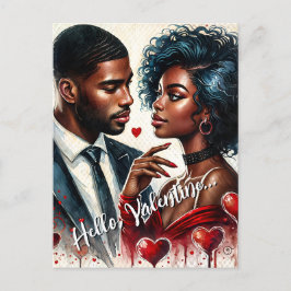 African American Couple Valentine Art Postcard Vykort