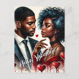 African American Couple Valentine Art Postcard Vykort