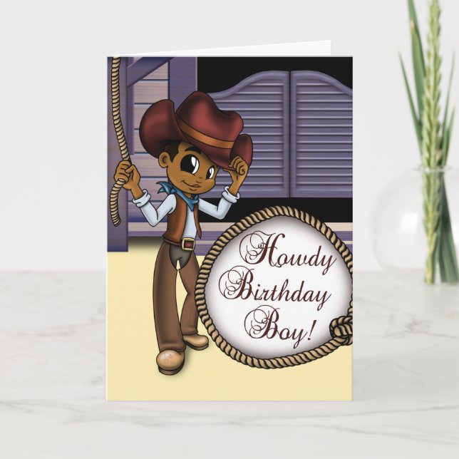 African American Cowboy Birthday Kort (Framsida)