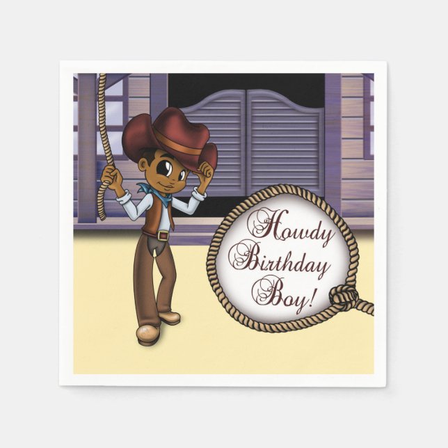 African American Cowboy Birthday Pappersservett (Framsidan)