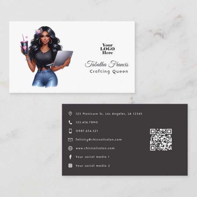 African American Crawing Queen Inspirational Visitkort (Fram/baksida)