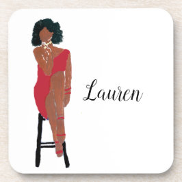 African American Diva i Crimson Beverage Coaster Underlägg