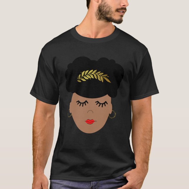 African American Divine Queen With Afro Puff T Shirt (Framsida)