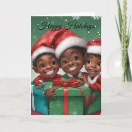 African American Elf Helgdag Card Kort