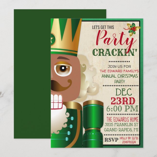 African American Ethnic Nutcracker Helgdag Invita Inbjudningar (Fram/baksida)