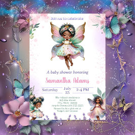 African American Fairy Baby Shower Inbjudningar