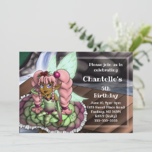 African American Fairy Girl Födelsedagsfest Inbjudningar