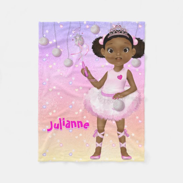 African American Fairy Princess Ballerina Fleecefilt (Framsidan)