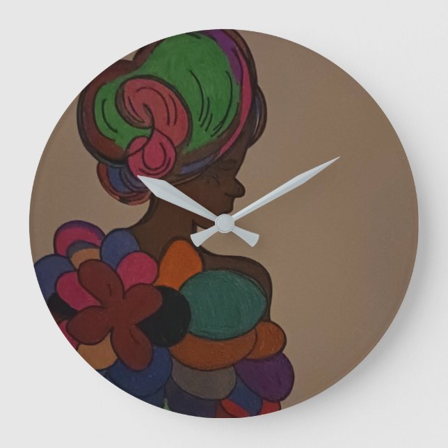 African American Fairy Wall Clock Stor Klocka (Framsida)