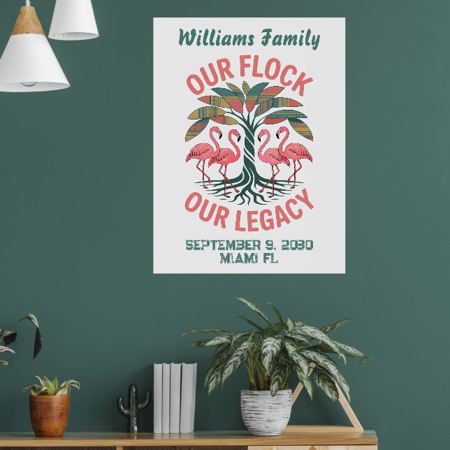 African American Family Legacy Reunion Flamingo Poster (Vardagsrum 1)