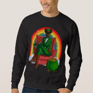 African American Female Leprechaun Black St. Patri Lång Ärmad Tröja