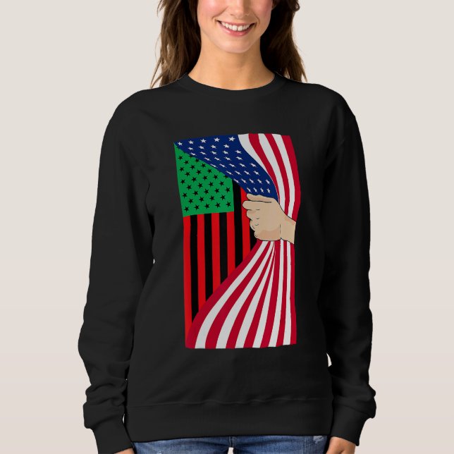African American Flag Pan African Black Liberation T Shirt (Framsida)