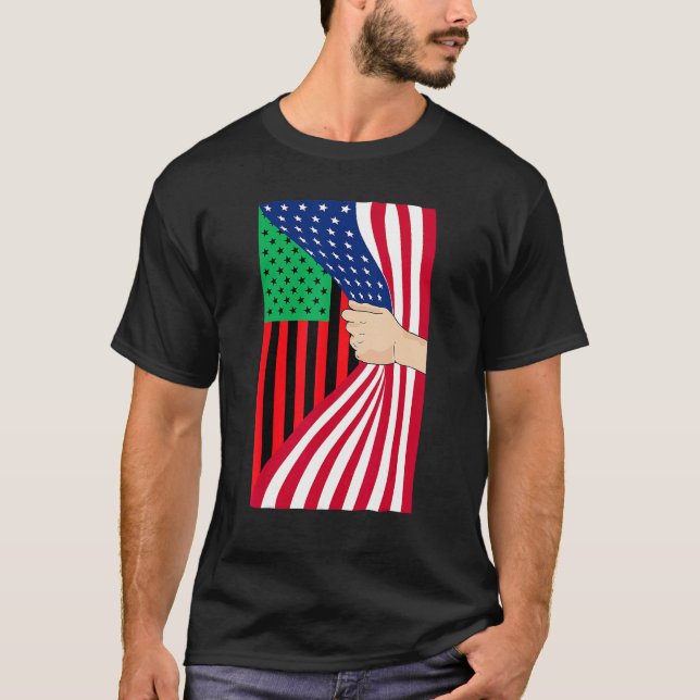 African American Flag Pan African Black Liberation T Shirt (Framsida)
