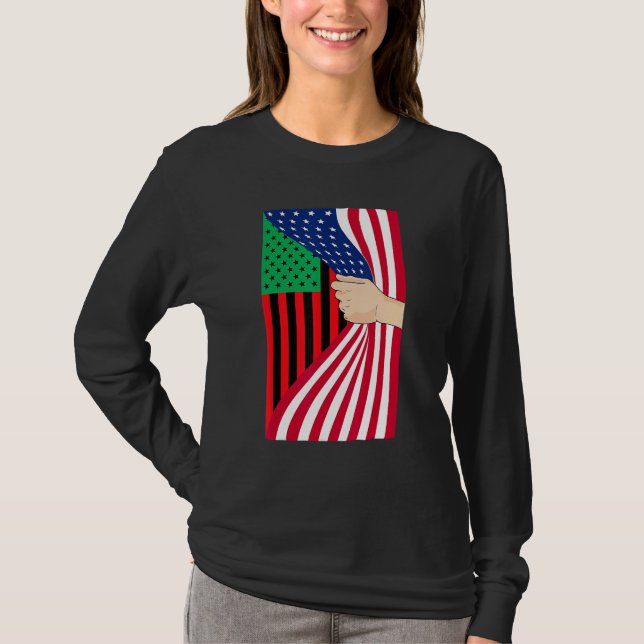 African American Flag Pan African Black Liberation T Shirt (Framsida)