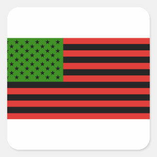 African American Flagga - Red Black and Grönt Fyrkantigt Klistermärke