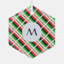 African American Flagga Tiled Initial Hexagon