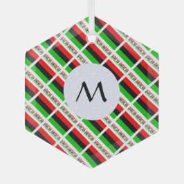 African American Flagga Tiled Initial Hexagon Julgransdekoration