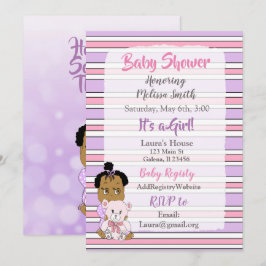 African American Flicka Baby Shower Inbjudningar