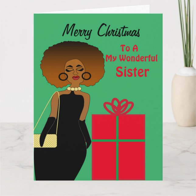 African American Funny Sister God jul Car Kort (Framsida)