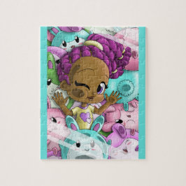 African American Girl and Bunnies Pussel