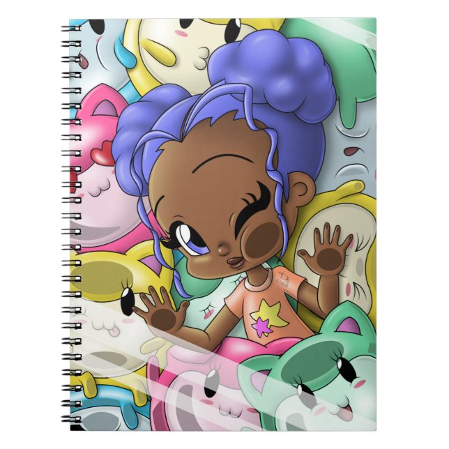 African American Girl and Cats Anteckningsbok (Framsidan)