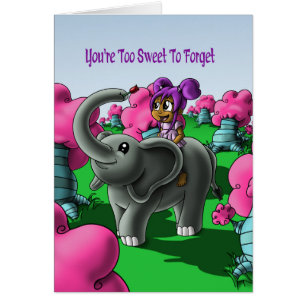 African American Girl and Elephant Hälsningskort