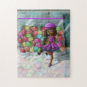 African American Girl and Jellybeans Pussel