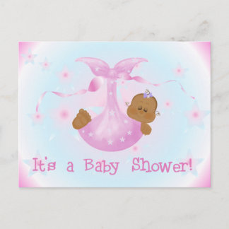 African American Girl Baby Shower Inbjudan Vykort