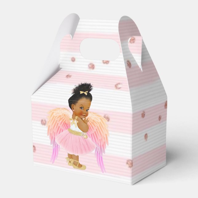 African American Girl Ballerina Shower/Birthday Presentaskar (Framsidan Sidan)