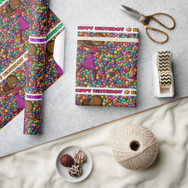 African American Girl Birthday Presentpapper (Hantverk)