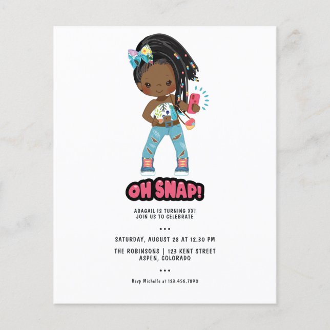 African American Girl Braids Selfie Birthday Flygblad (Framsidan)
