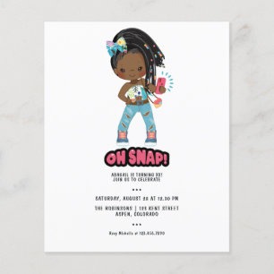 African American Girl Braids Selfie Birthday Flygblad