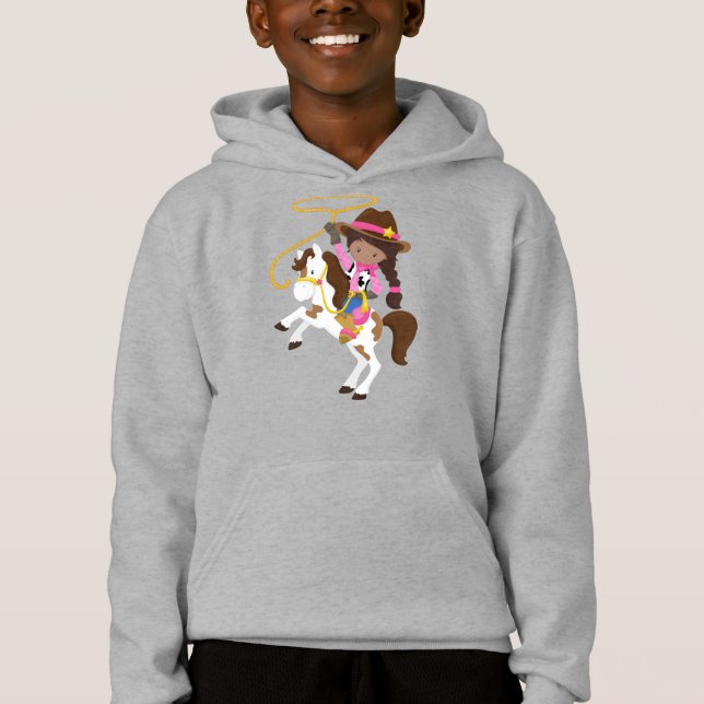 African American Girl, Cowgirl, sheriff, Lasso T Shirt (Framsida)