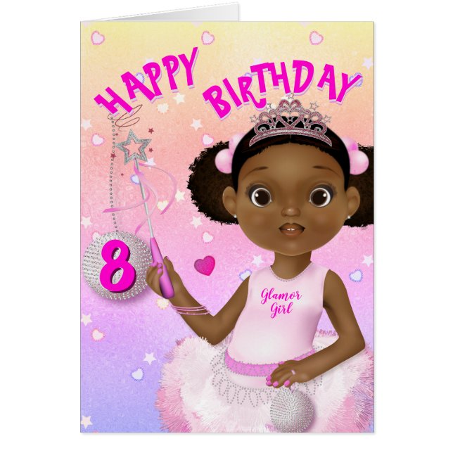African American Girl Fairy Princess Ballerina Hälsningskort (Framsidan)