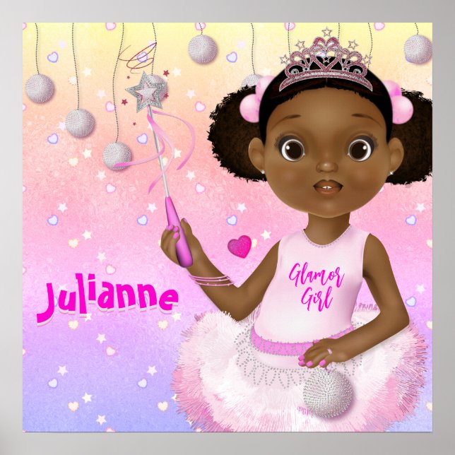 African American Girl Fairy Princess Ballerina Poster (Framsidan)