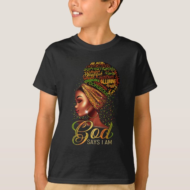 African American Girl Gud säger att jag är svart P T Shirt (Framsida)