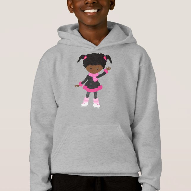 African American Girl, Ice Skating Girl, Cute Girl T Shirt (Framsida)