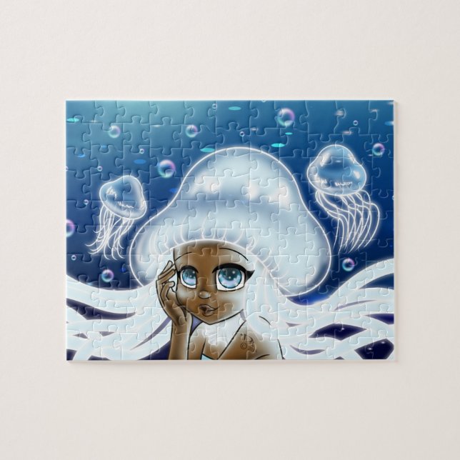 African American Girl Jellyfish Pussel (Horisontell)