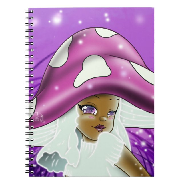 African American Girl Mushroom Anteckningsbok (Framsidan)