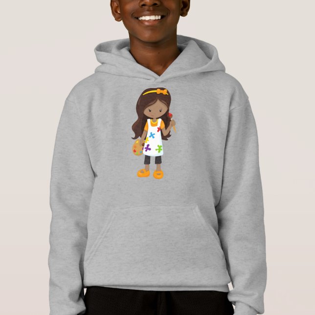 African American Girl, Painter, Painting, Brush T Shirt (Framsida)