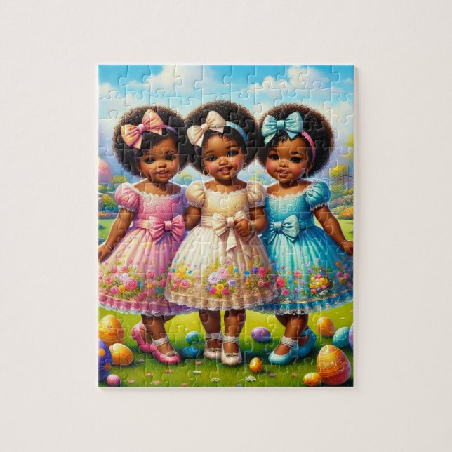 African American Girl Påsk Puzzle Pussel (Vertikal)